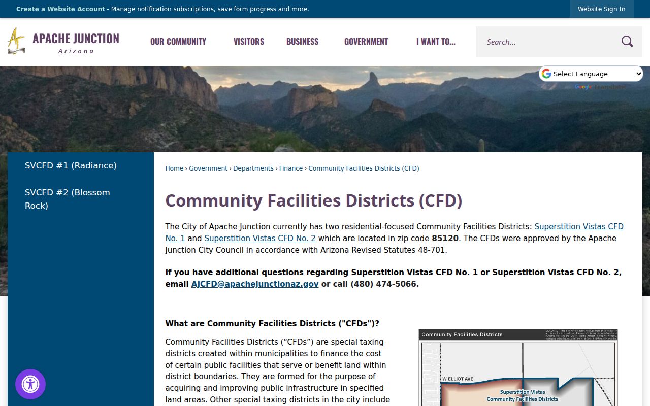 Apache Junction neighbors community facilities district records
