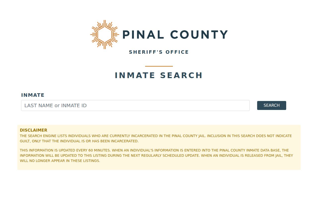 Apache Junction resident lookup using the Pinal County current inmate search